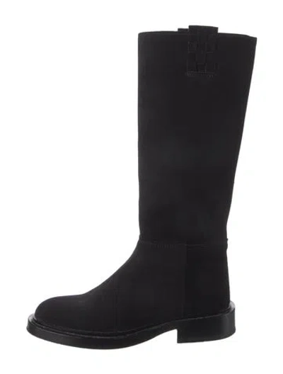 Pre-owned Hereu Suede Riding Boots In Black