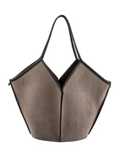 Pre-owned Hereu Suede Top Handle Bag In Neutral