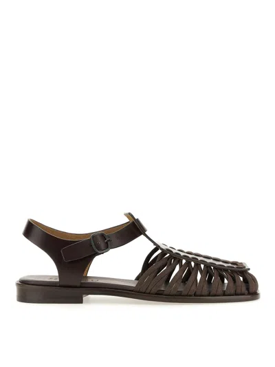 Hereu Alaro Caged Leather Sandals In Brown