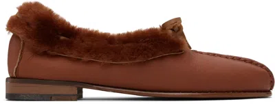 Hereu Tan Tilla Shearling Loafers In Brown
