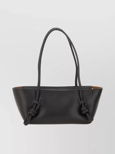 Hereu Textured Shoulder Bag Knotted Handles In Brown