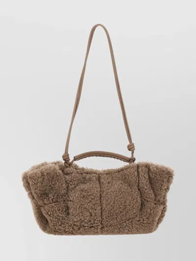 Hereu Textured Shoulder Bag Knotted Strap In Brown