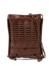 Hereu Trena Brown Flat Square Crossbody Bag In Handwoven Leather Woman In 褐色
