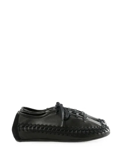 Hereu Whipstitch-trim Leather Sneakers In Black