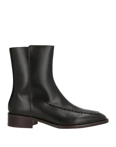 Hereu Woman Ankle Boots Dark Brown Size 8 Leather In Black