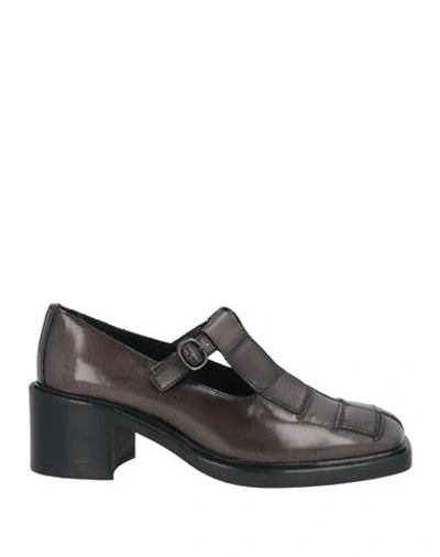 Hereu Woman Loafers Dark Brown Size 8 Leather
