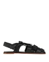 Hereu Bena Woven Bow Flat Sandals In Black