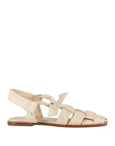 Hereu Woman Sandals Ivory Size 11 Leather In Pink
