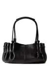 Hereu Leather Shoulder Bag With Knot And Pleat Detailing In Black
