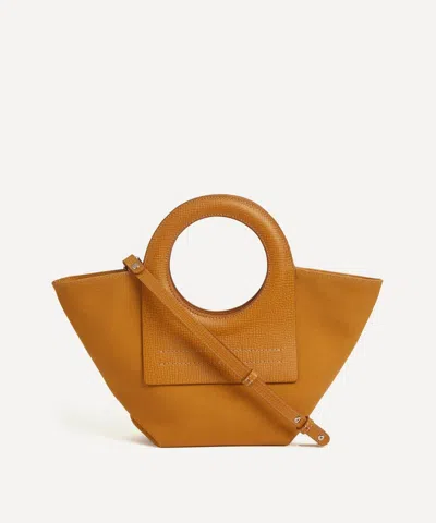Hereu Cala Mini Grainy Cotton-canvas Tote Bag In Mustard