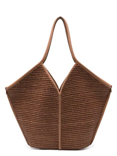 HEREU WOMEN'S CALELLA LEATHER TRIMMED RAFFIA TOTE BAG