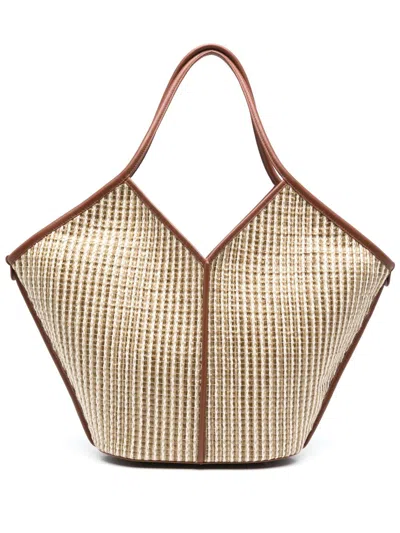Hereu Calella Striped Rafia Tote Bag In Beige