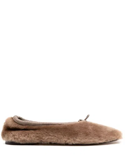 Hereu Women Puntera Shearling Ballets In Brown