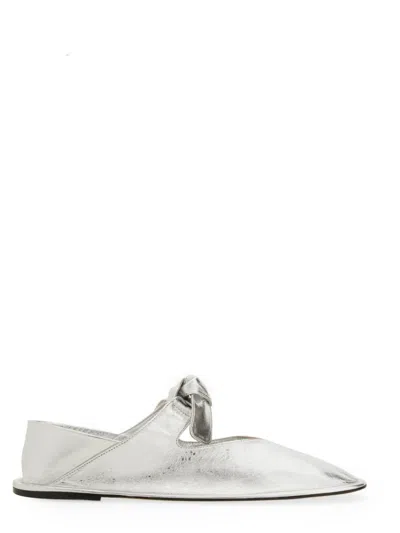 Hereu Women Silver Leather Ballet Flats
