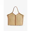 Hereu Womens Natural / Tan Calella Squared Leather-trim Raffia Tote Bag