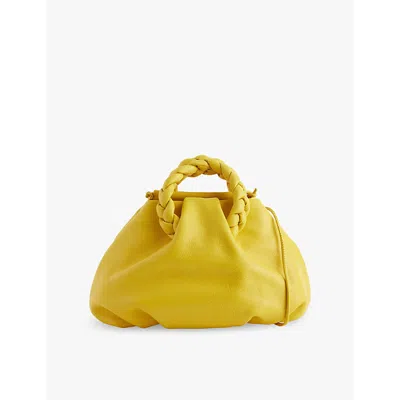 Hereu Womens Bombon Supple Shiny Leather Shoulder Bag Yellow