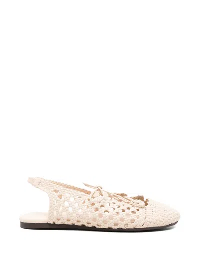 Hereu Woven Lace-up Ballet Flats In Neutral