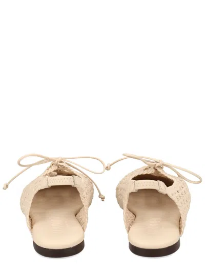 Hereu Woven Lace-up Ballet Flats In White