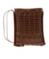 Hereu Trena Brown Flat Square Crossbody Bag In Handwoven Leather Woman In Brown