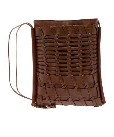 Hereu Woven Square Cross-body Bag In Brown