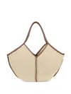 Hereu Calella Raffia Tote Contrast Trim Handles In Neutral