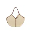 Hereu Calella Raffia Tote Contrast Trim Handles In Neutral