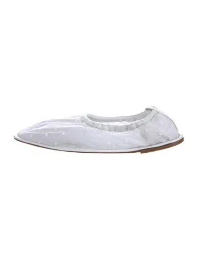 Pre-owned Hereu X Cecilie Bahnsen Leather Trim Embellishment Ballet Flats In White