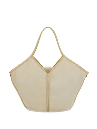 Hereu Zipped Detachable Leather Tote Bag In Neutral