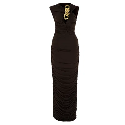 Herfetch Women's Maxi Chocolate Chain Dress-brown
