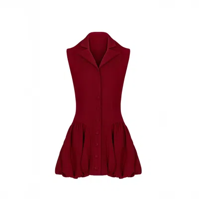 Herfetch Women's Mini Vest Dress-burgundy In Red