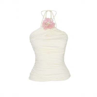 Herfetch Women's Sleveless Daisy Top - Multicolour In White