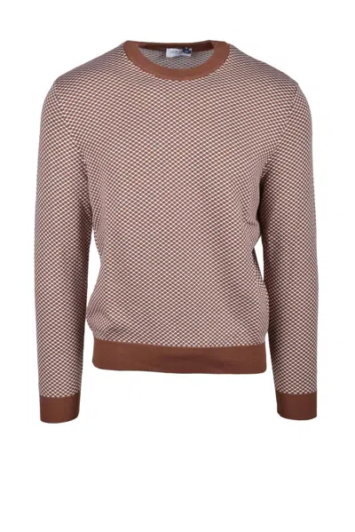 Heritage Brown Textured Cotton Sweater In Pink