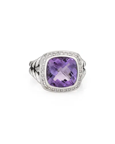 Heritage David Yurman David Yurman Albion Silver 0.22 Ct. Tw. Diamond & Amethyst Ring (authentic )
