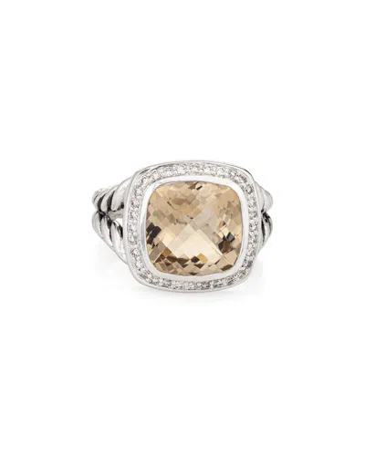 HERITAGE DAVID YURMAN DAVID YURMAN ALBION SILVER 0.22 CT. TW. DIAMOND & CHAMPAGNE CITRINE RING (AUTHENTIC PRE-OWNED)