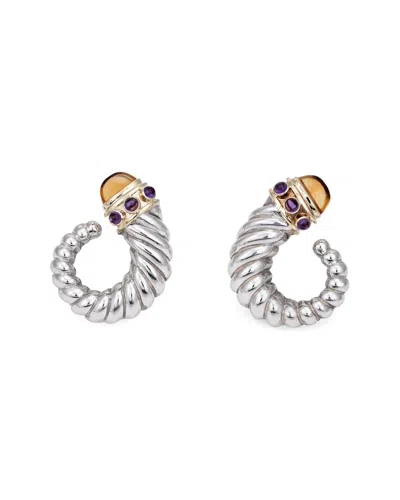HERITAGE DAVID YURMAN DAVID YURMAN CABLE 14K & SILVER GEMSTONE SWIRL EARRINGS (AUTHENTIC PRE-OWNED)