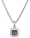 Heritage David Yurman David Yurman Silver 0.17 Ct. Tw. Diamond & Amethyst Pendant Necklace (authentic )