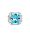 Heritage David Yurman David Yurman Silver 0.30 Ct. Tw. Diamond & Blye Topaz Albion Ring (authentic )