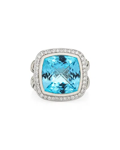 Heritage David Yurman David Yurman Silver 0.30 Ct. Tw. Diamond & Blye Topaz Albion Ring (authentic )
