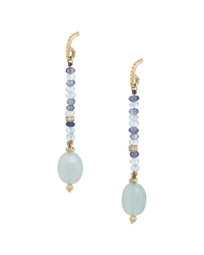 Heritage David Yurman David Yurman Tweejoux 18k 0.05 Ct. Tw. Diamond & Gemstone Drop Earrings (authentic )