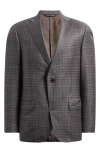Heritage Gold Brown Overcheck Wool Sport Coat In Black