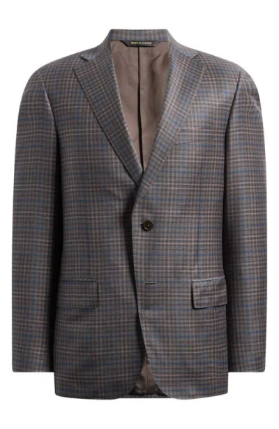 Heritage Gold Brown Overcheck Wool Sport Coat In Black