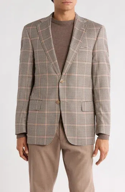 Heritage Gold Brown Windowpane Wool & Silk Blend Sport Coat
