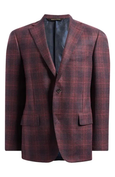 Heritage Gold Burgundy Plaid Wool & Cashmere Sport Coat
