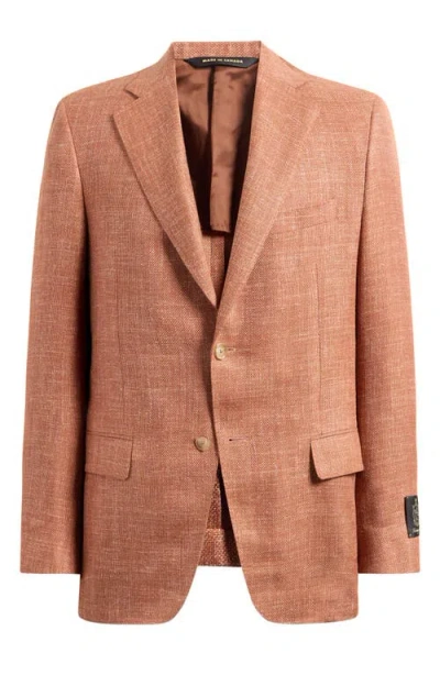 Heritage Gold Burnt Sienna Wool & Silk Blend Hopsack Sport Coat In Orange