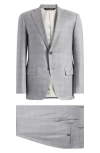 Heritage Gold Classic Fit Super 130s Grey Plaid Wool Suit In Grey