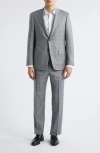 Heritage Gold Classic Fit Super 130s Grey Plaid Wool Suit In Gray