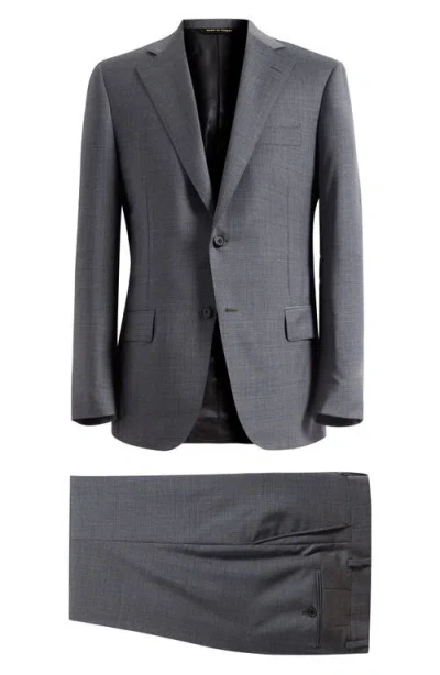 Heritage Gold Grey Mélange Wool Suit In Black