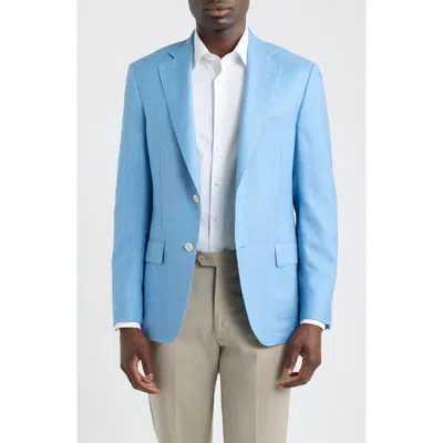 Heritage Gold Light Blue Slub Wool Blend Sport Coat