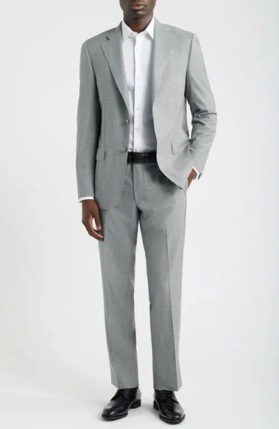 Heritage Gold Light Grey Mélange Zegna Wool Suit In Gray