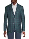Heritage Gold Men's Plaid Wool-silk-linen Sportcoat In Gray